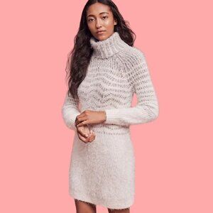 Sleeping On Snow Anthropologie Eyelash Alpaca Wool Blend Knit Sweater Dress Sz L
